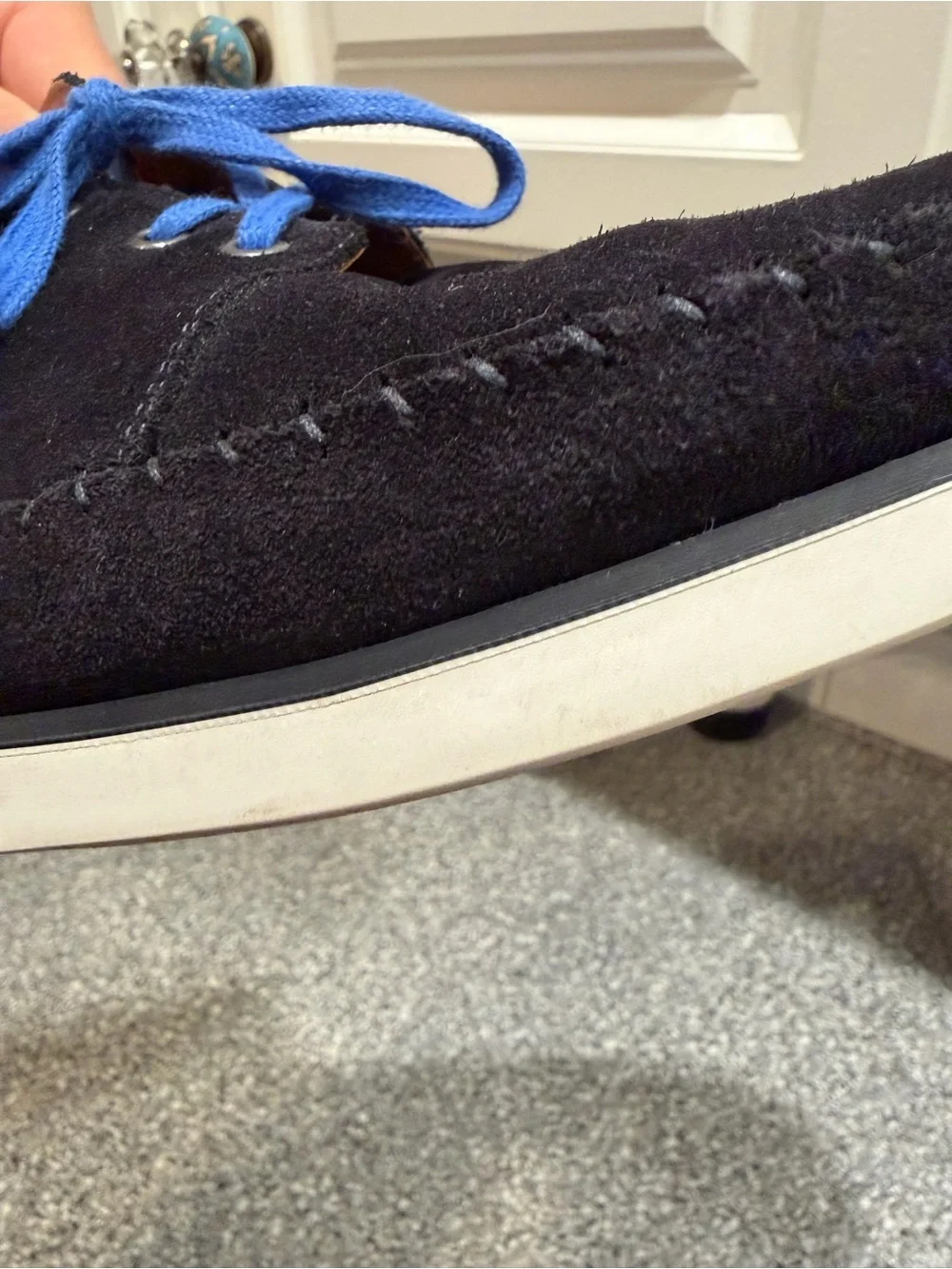 PS Paul Smith Navy Suede Chukka with Bright Blue Laces